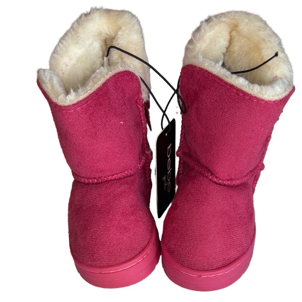 Bebe Infant Girl Red Fur-Lined Ankle Boots